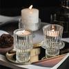 Vertical Stripe Candle Holder Clear Glass Candle Holder Tea Light Holder Centerpiece for Weddings Restaurant Parties