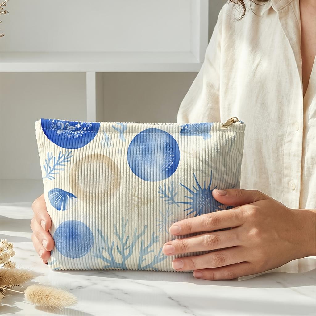Borsa da Trucco con Stampa Stella Marina e Conchiglie, Pochette da Viaggio Leggera con Zip e Fodera per Articoli da Toeletta, Organizer Cosmetico Unisex per Donne Uomini