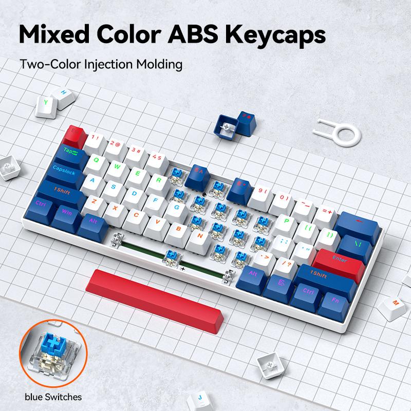 T60 Mechanical 61keys Gaming Wired Keyboard Customized Hot-Swap RGB Backlit Multimedia Function Keys for Laptop/PC