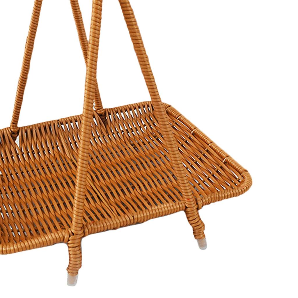 Food Serving Basket Storage Rack Fruit Snacks Holder Lightweight Multipurpose for Toiletries Imitation Rattan with Top Handle