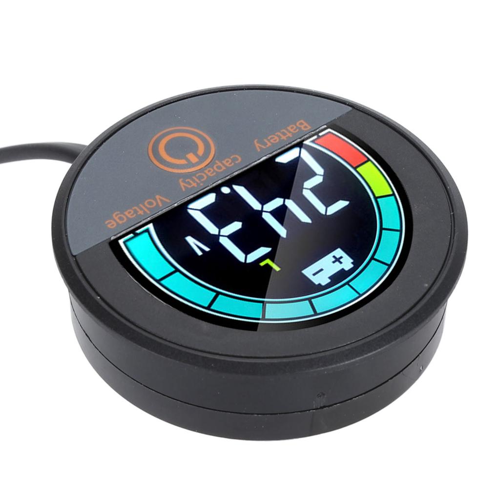 Round Energy Meter Embedded Mount Digital LCD Display Battery Capacity Voltage Monitor for