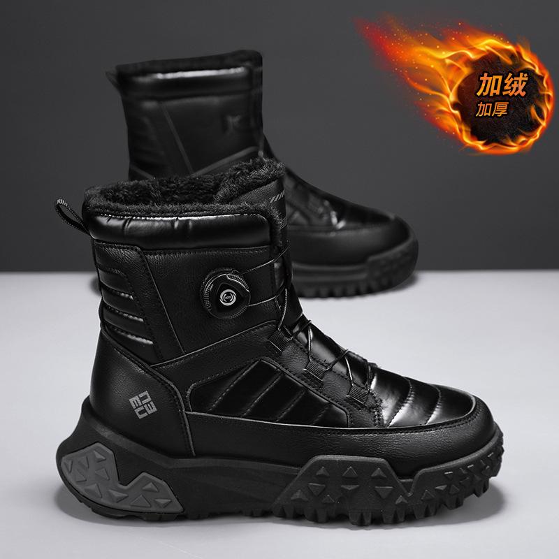 

Зимние мужские ботинки, новые, бархатные, теплые, короткие, высокие, повседневные, модные, спортивные, хлопковые ботинки 44 чёрный