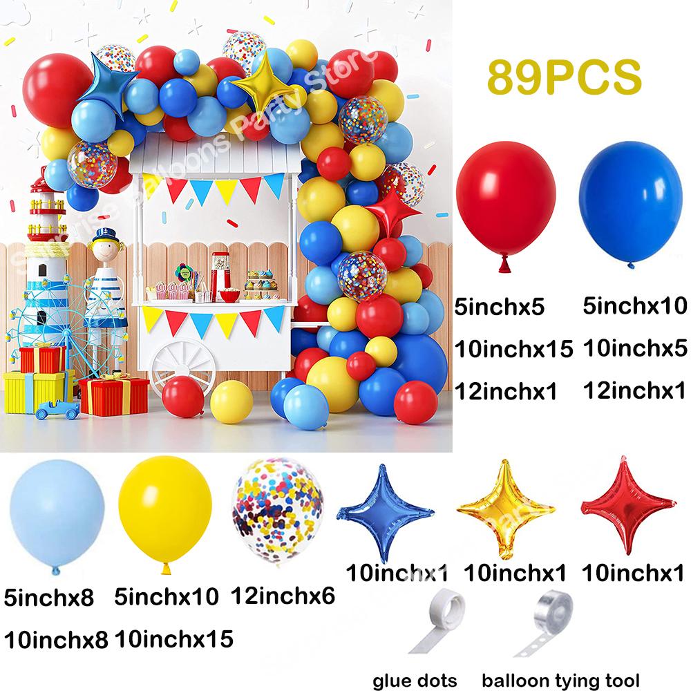 Red Green Blue Yellow Balloons Garland Arch Kit Latex Ballon Set Carnival Circus Toy Themed Party Birthday Decoration Air Globos