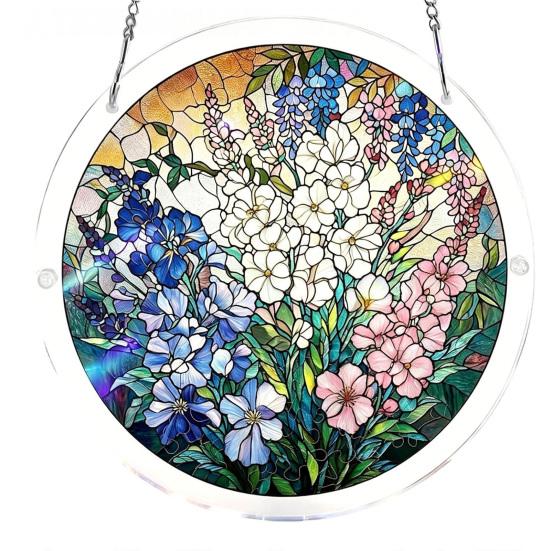 Acrylic Puzzle Suncatcher, Stained Glass Window Hanging Ornaments, DIY Jigsaw Puzzle Sun Catcher Kit for Home, Garden Decor, Gift for Women,