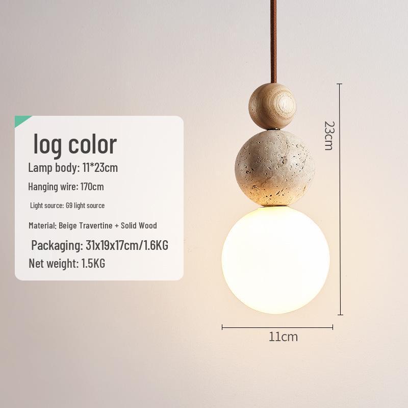 Yellow Travertine Pendant Light - Retro Cream Wabi-sabi Style for B&B, Restaurant, Bedroom, or Bedside.