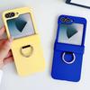 Colorful Matte With Grip Ring Case For Samsung Galaxy Z Flip 6 5 4 3 ZFlip6 ZFlip5 Finger Buckle Solid Color Shockproof Cover