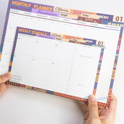 Planejador Semanal/Mensal Simples Ins: Notas Adesivas Destacáveis Não Aderentes para Gerenciamento de Tempo e Autodisciplina