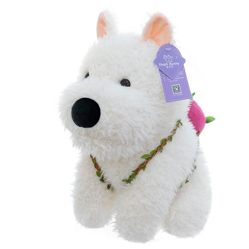 Cute Bow West Highland Dog Doll Backpack Scribbled Puppy Clothes Plush Toy