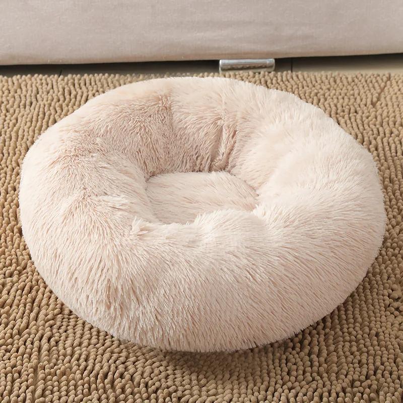 Okrągły pluszowy szczeniak Sfinks łóżko dla kota głębokie spanie legowiska dla kotów Gotas Katten Kedi Garfield Nest Sofa mascotas Materiały Produkty