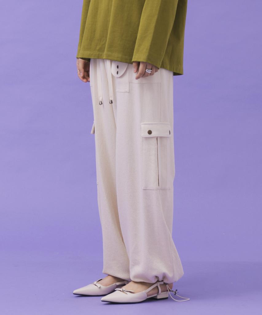 Lalmodeu Cotton Cargo Pants_Natural Ivory