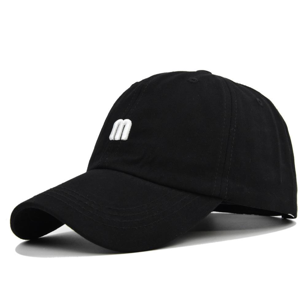 M Embroidered Baseball Cap - Korean Style 3d Embroidery Duckbill Cap - Couple's Baseball Cap - Sun Hat - Cotton