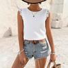 Women's New Summer Round Neck Stitching Hollow Lace Vest Top