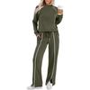 Women's Relaxed Fit Tracksuit Long Sleeve Crew Neck Sweatshirt Drawstring Waist Split Flare Pants