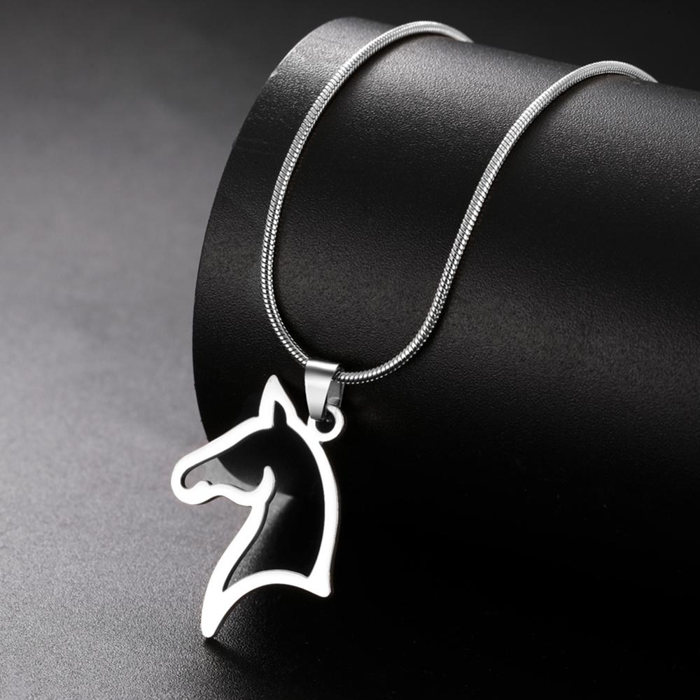 My Shape Horse Pendant Necklaces Stainless Steel Necklace Animal Horse Head Horserace Chain Horse Lover Lucky Amulet Jewelry