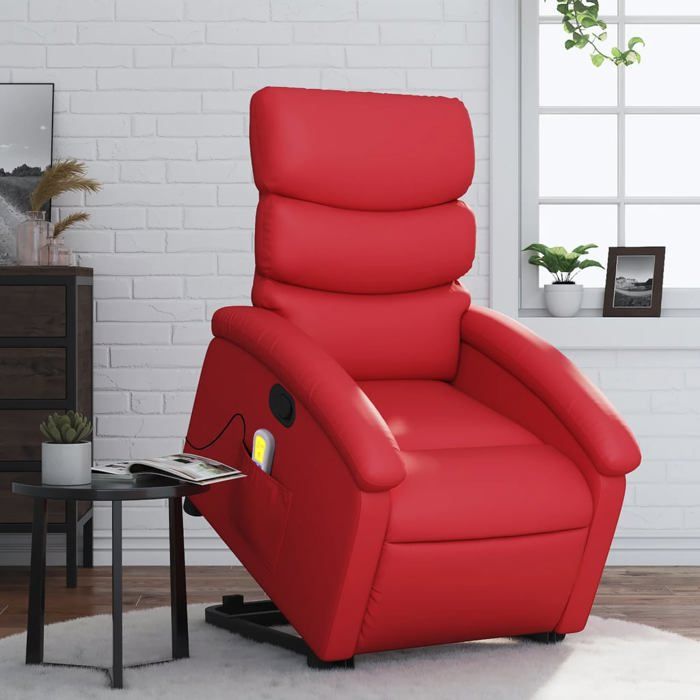 VidaXL Fauteuil inclinable de massage Rouge Similicuir 3204052