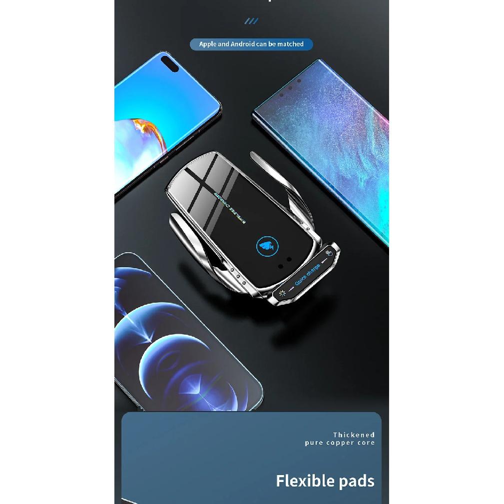 Caricabatterie Wireless Supporto per Telefono da Auto Stand Stazione di Ricarica Rapida 15W Per iPhone Xiaomi Samsung Huawei Caricabatterie Wireless Magnetico da Auto