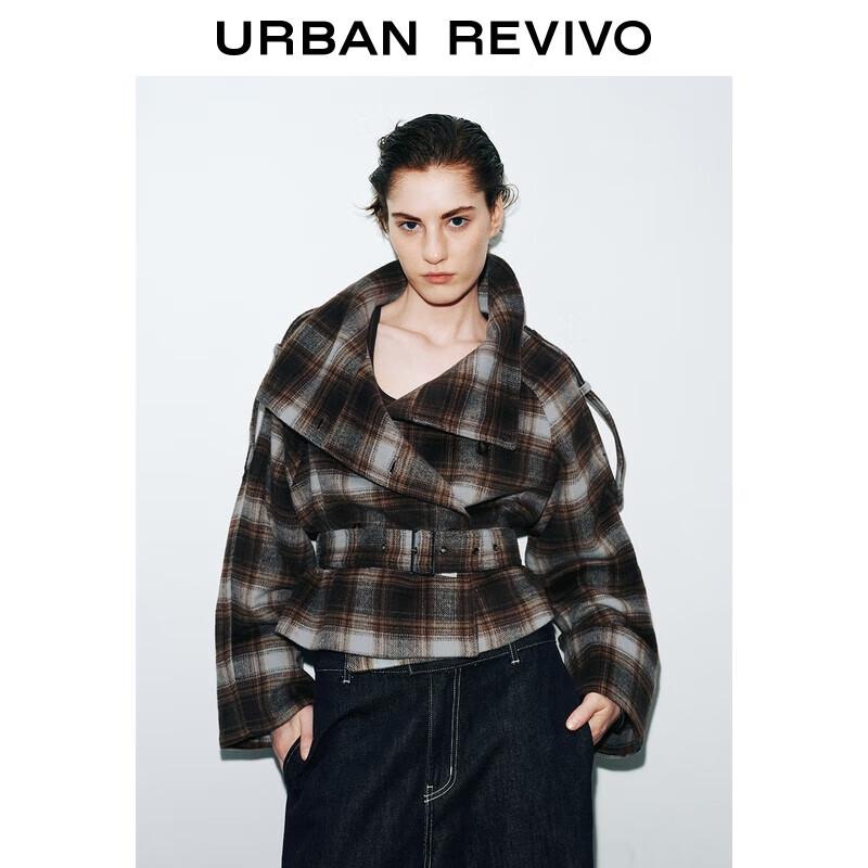 

Женская клетчатая куртка в стиле ретро на осень 2025 года с поясом M