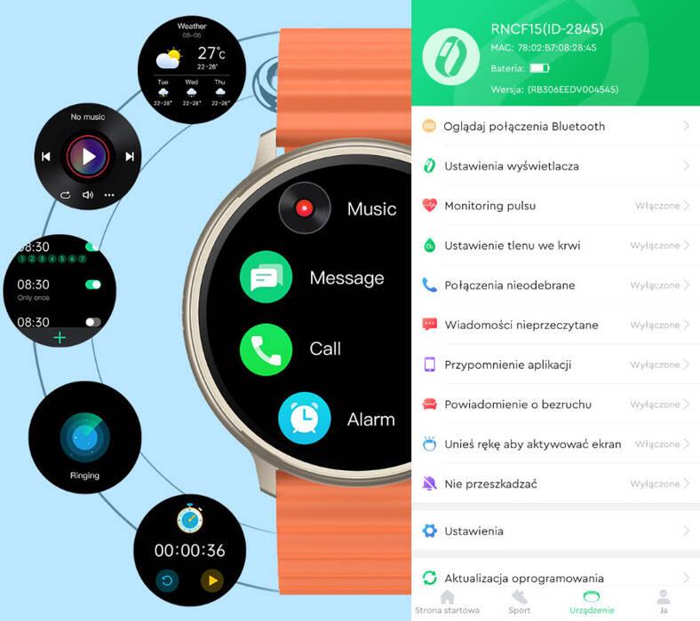 Smartwatch Unisex Rubicon Rncf15 - Bluetooth Call, Wireless Charging (Sr057B)