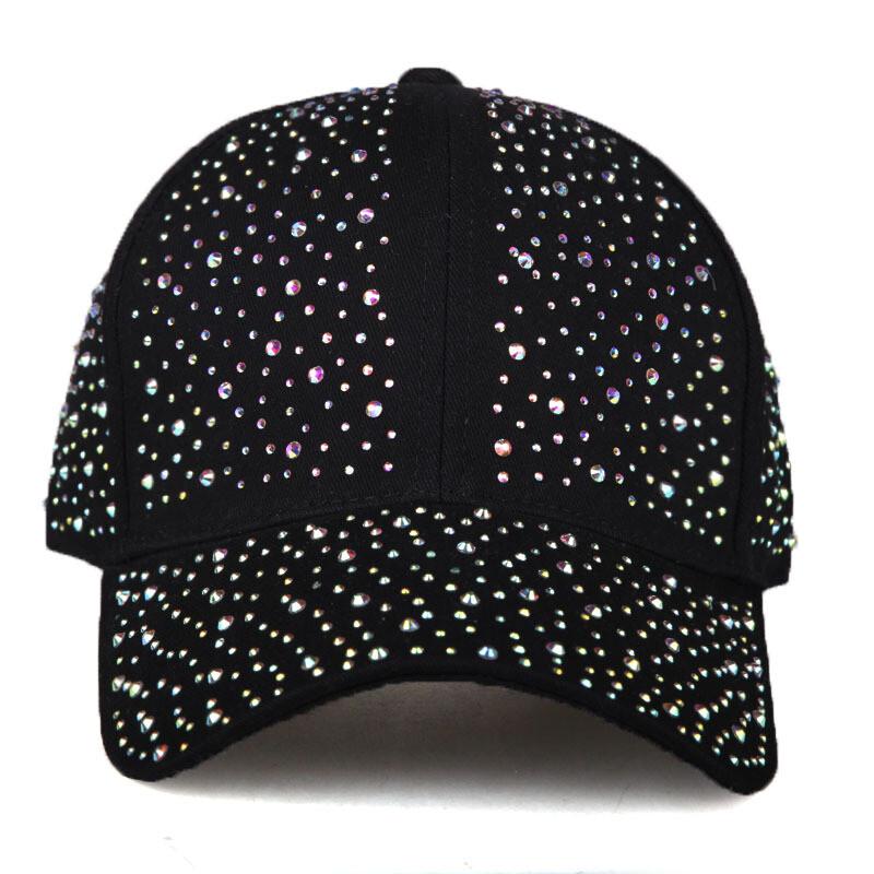 Women Shiny Rhinestones Baseball Cap Adjustable Casual Sport Bling Sun Hat