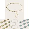 Moda Pedra Sintética Decoração Oval Metal Corrente de Cintura Casual Feminina para Acessório de Vestido