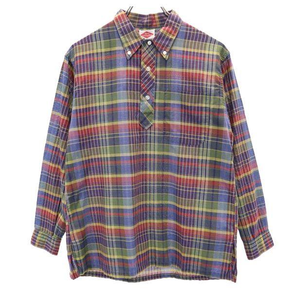 Me and My Gal 70s Vintage Check Pattern Long Sleeve Half Button Button Down Shirt Men's Used