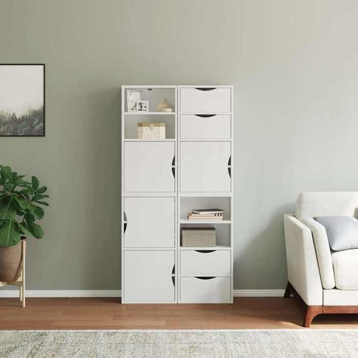 VidaXL Armoires latérales 4 pcs ODDA blanc 40x24x79 cm bois massif pin, armoire, buffet, meuble de rangement de cuisine, 3365349