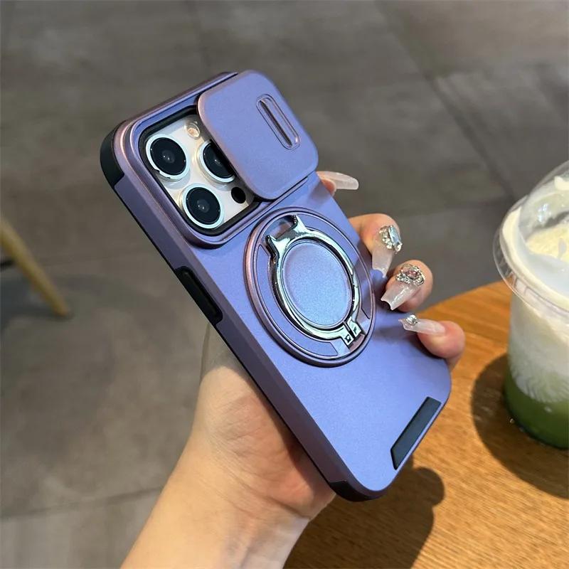 Luxury Magsafe Wireless Charging Case For iPhone 11 16 12 13 14 15 17 Pro Max Plus Magnetic Ring Bracket Camera Protection Cover