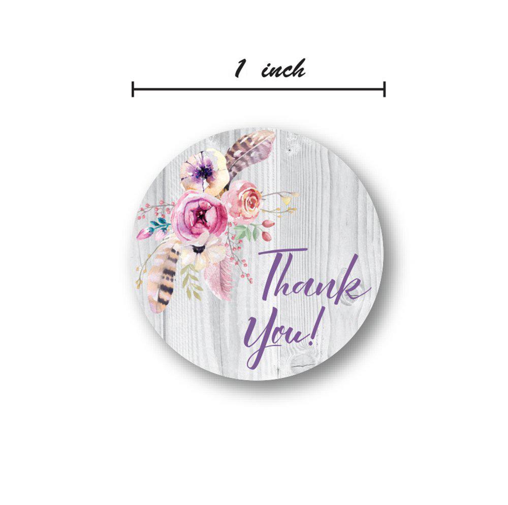 50Pcs Per Wad 1inch Floral Thank You Sticker Thank You Adhesive Label Scrapbooking for Envelope Seal Stationery Sticker