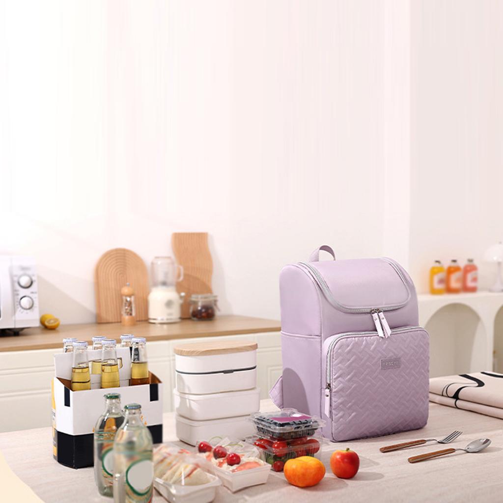 17L Fashion Backpack Insulation Meal Bag Large Capacity Insulated Backpack - Perfect For Camping & Picnics, Durable Polyester