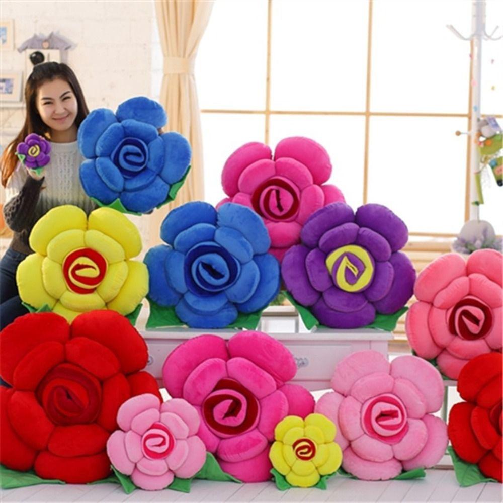 

3D Throw Pillows Flower Shaped Cushion Romantic Rose Pillows Living Room/Office 15cm темно-розовый