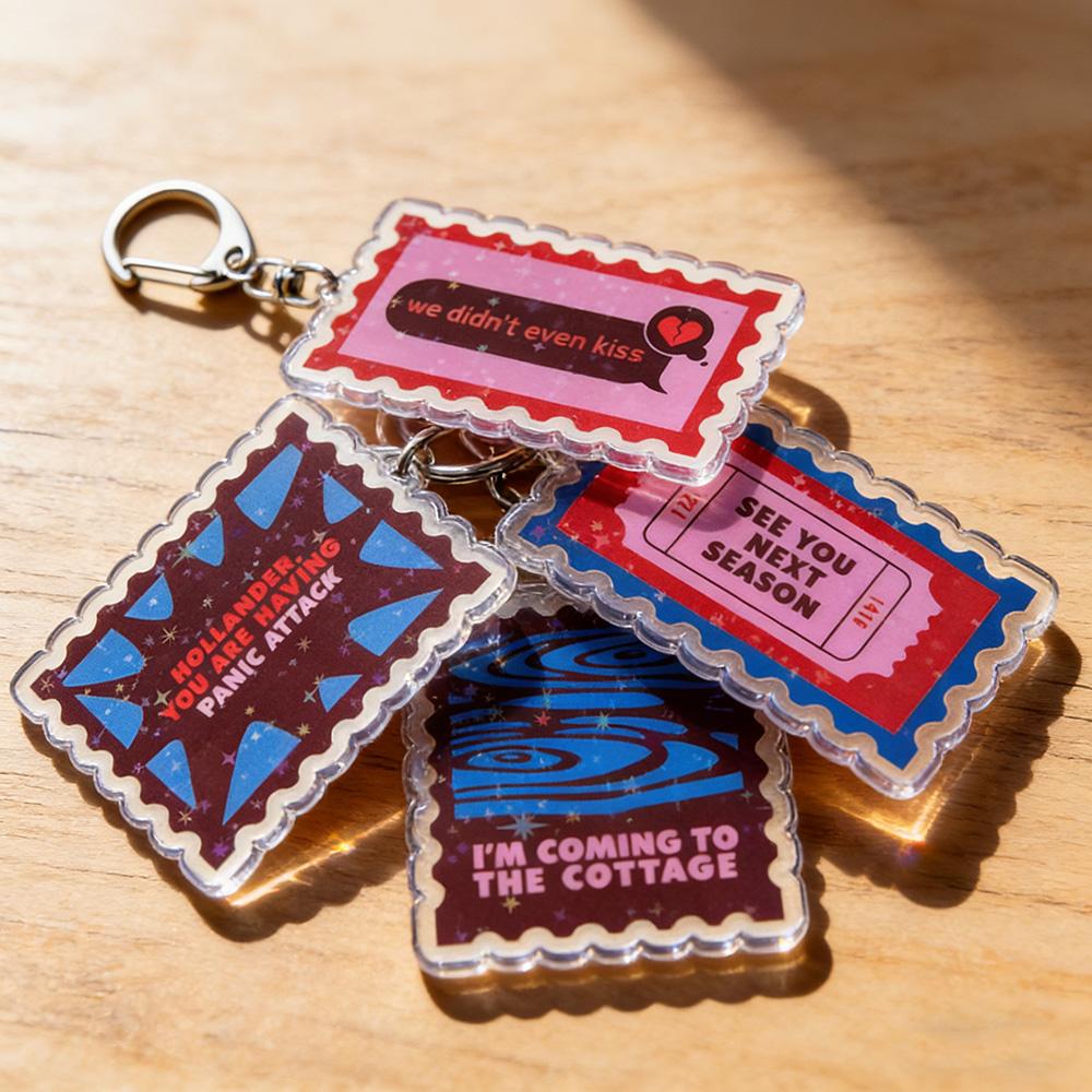 Chic Studio Unisex Silver Heated Rivalry Stamp Shane Hollander Ilya Rozanov /1410 / Wow Genetic / I'm Coming To The Cottage / We Didn't Even Kiss Keychain