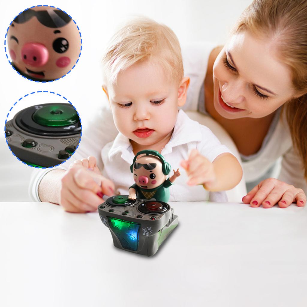 Electric DJ Disc Player Pig Swinging Bar Toy
