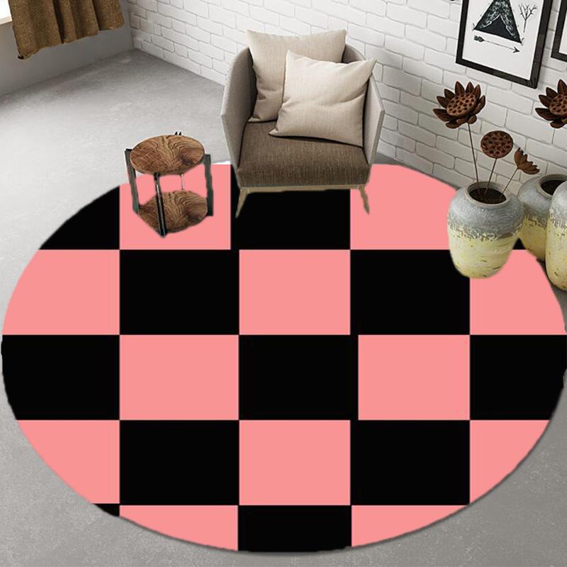 Baby Crawl Rug Round Floor Mats Geometric Grid Children's Room Rugs Bedroom Mats Home Decor Round Living Room Rugs Classic Rugs