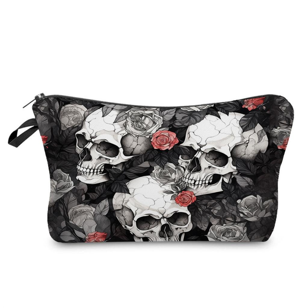 Women Skull Print Cosmetic Bag Toiletries Organize Travel Storage Case 6359