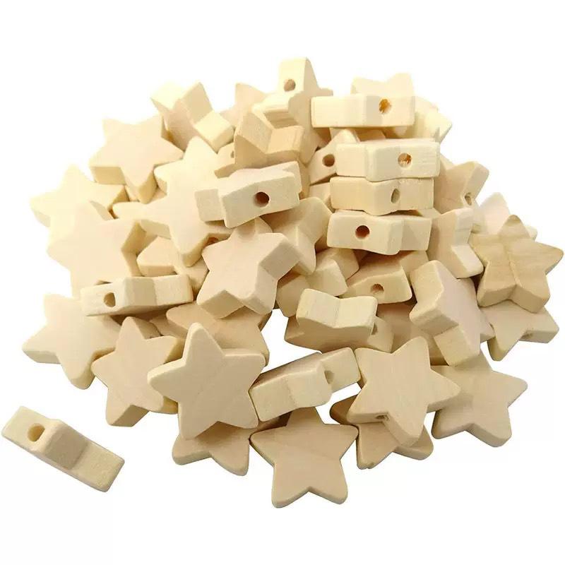 Cross-border Original 20MM Wood Star Beads for DIY Jewelry and Children's Crafts