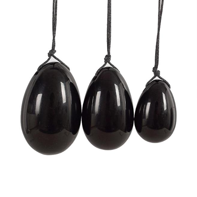 3 / Set Natural Black Obsidian Yoni Egg Kegel Exercise Massage Balls Kegel Exercisers