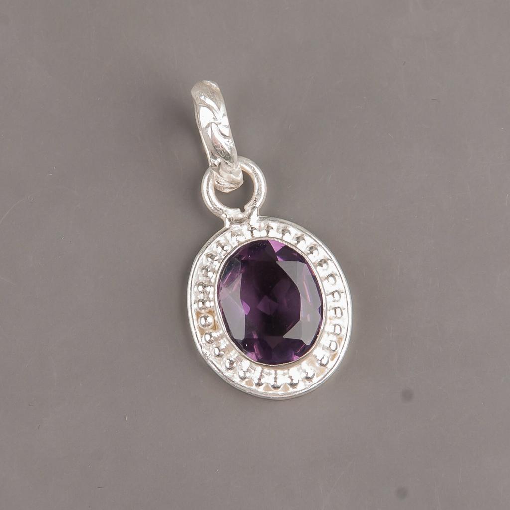 Amethyst Gemstone 925 Sterling Silver Jewelry Handmade Pendant1.20" Gift For Her PP-7-3