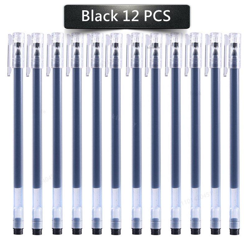 12 PCS Large capacity 0.5mm Gel pens no refill Stationery Smooth writing Fast dry ballpoint pen for school&office Supplies