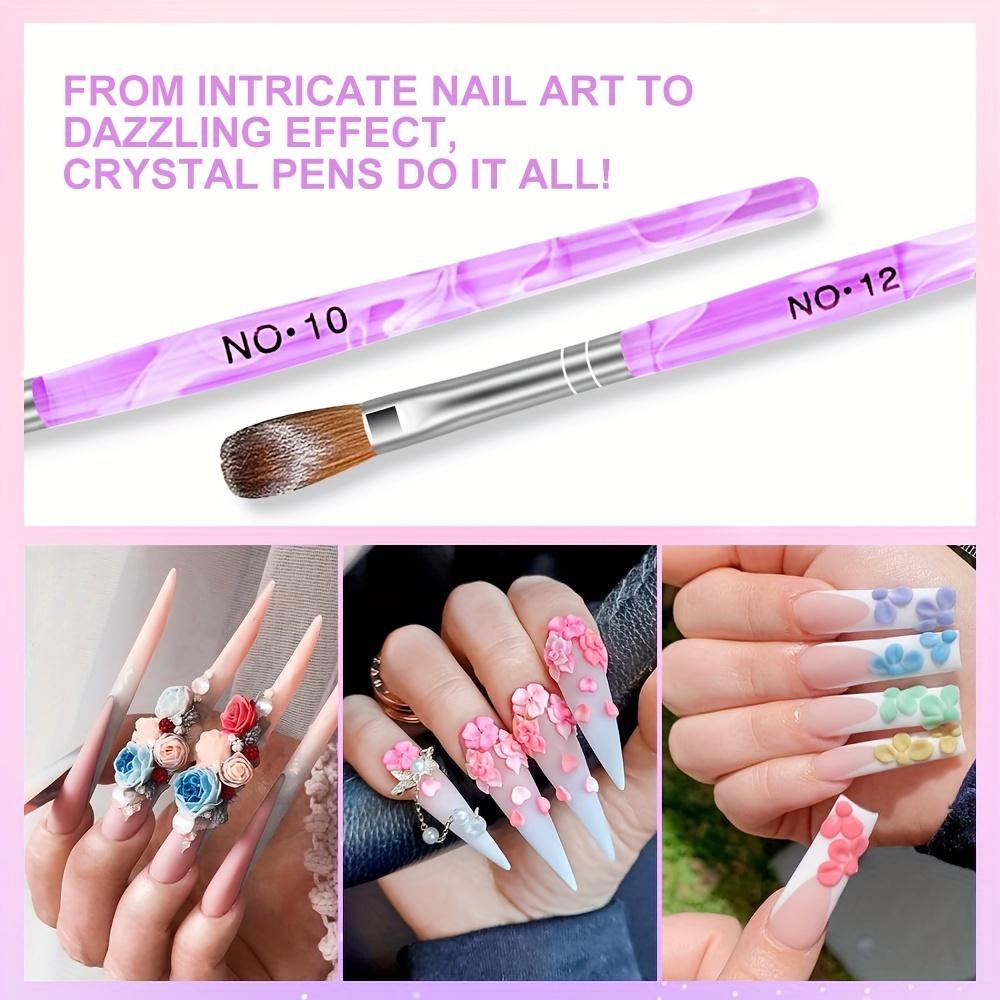 6 Pieces 6 Size Acrylic Handle Violet Nail Art Brush NO.2,4,6,8,10,12 Brush Pen Set DIY Nail Art Painting Brush