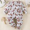 Infant Baby Cartoon Cowboy Boots All-over Print Long Sleeve Romper