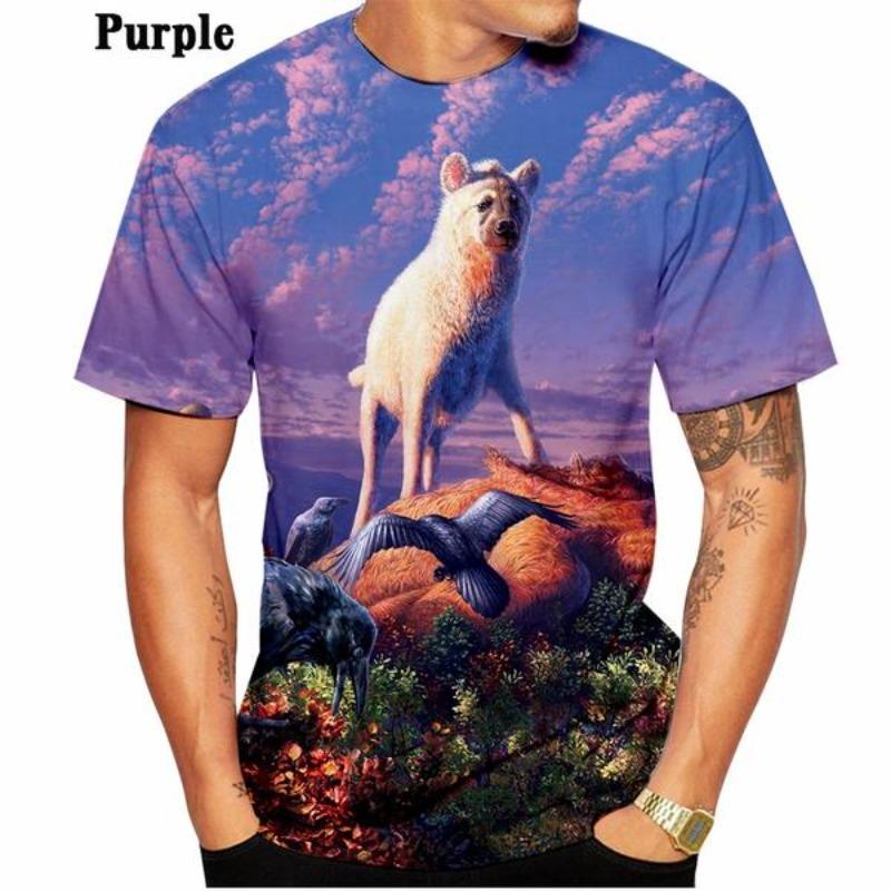 Fashion Animal Hyena T-Shirts 3D Print Men s O-Neck Short Sleeve T Shirt Oversized Hip Hop S