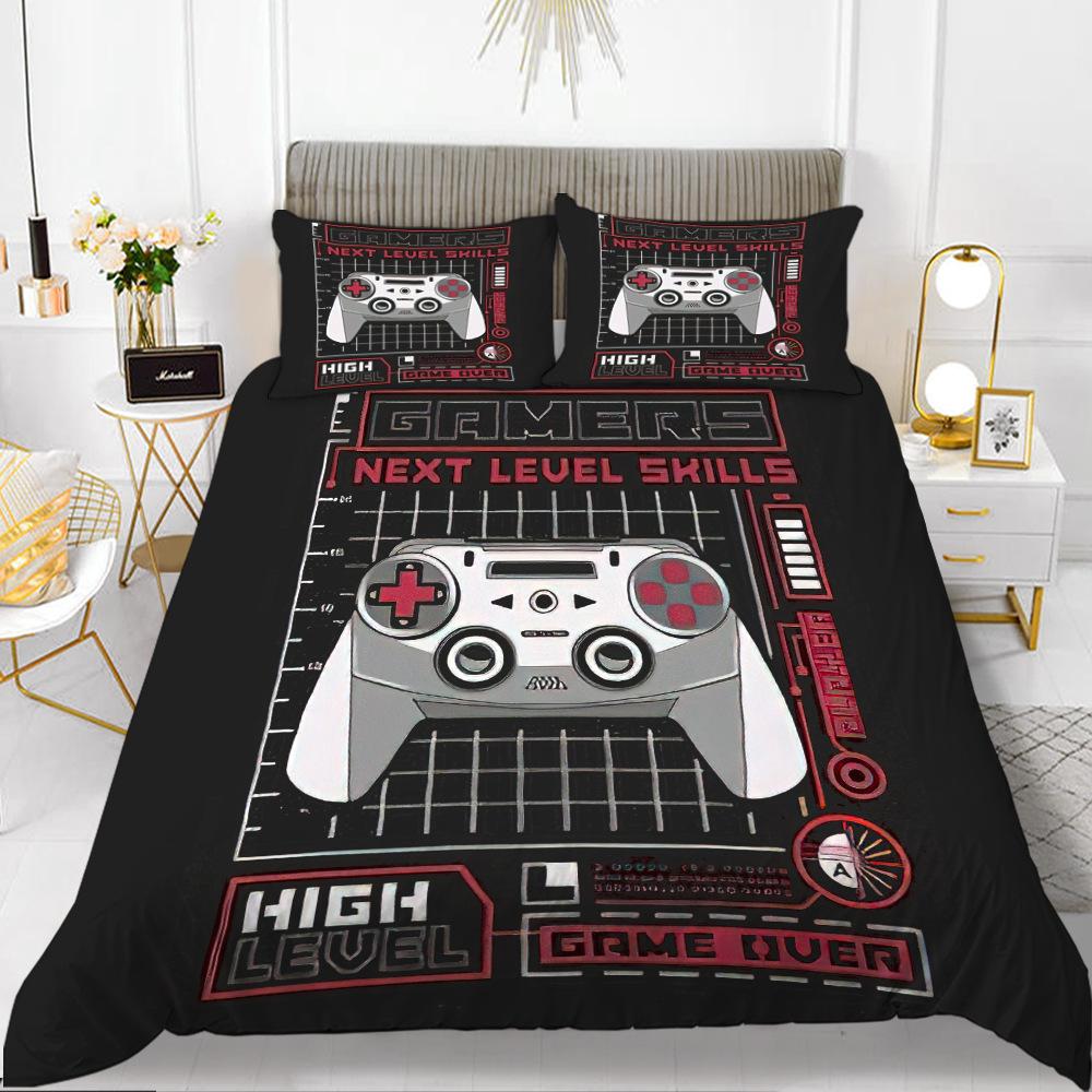 Zestaw Poszwy na Kołdrę z Guzikami Poliestrowa Poszwa na Kołdrę z Poszewkami na Poduszki Dla Dzieci Miłośników Gier Zestaw Pościeli Rozmiar King Queen