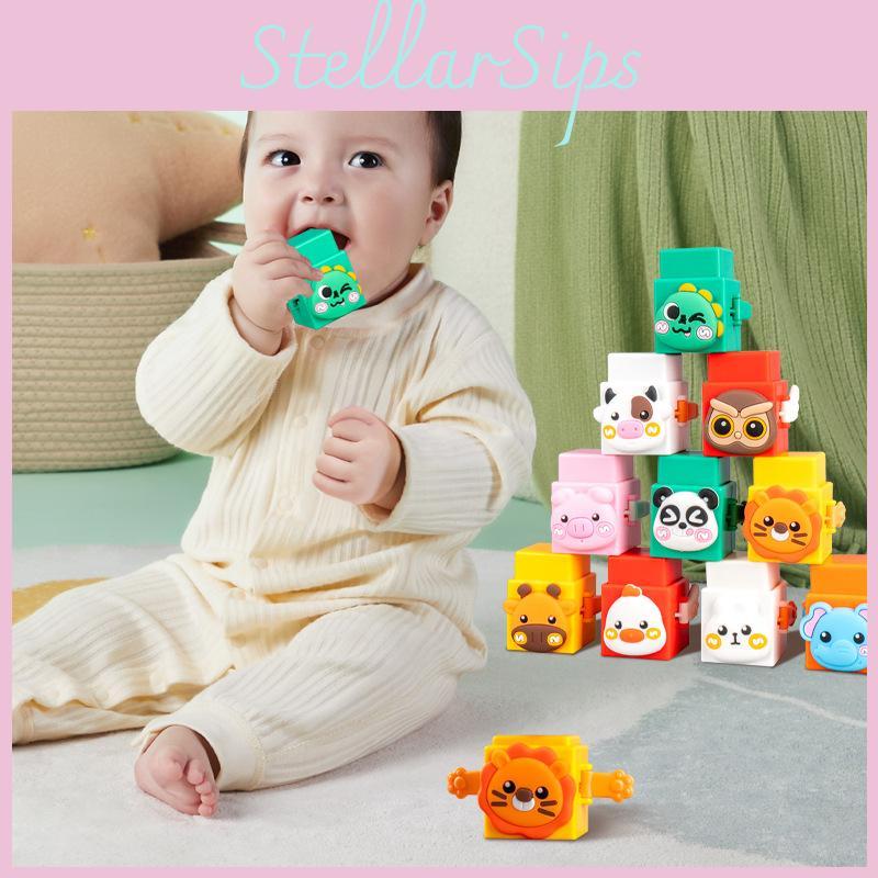 Plastic Animal Blocks Stacking Toy For Toddlers Educational Gift Pack
