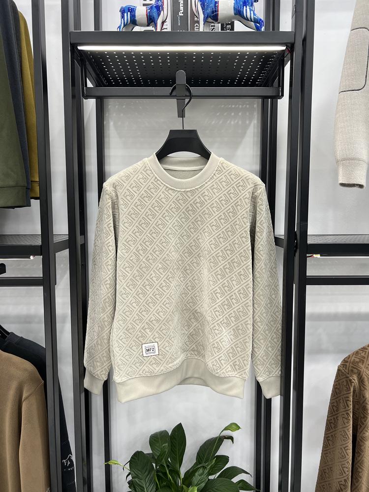 Men's Jacquard Design Round Neck Long Sleeve Warm Hooded Sweater