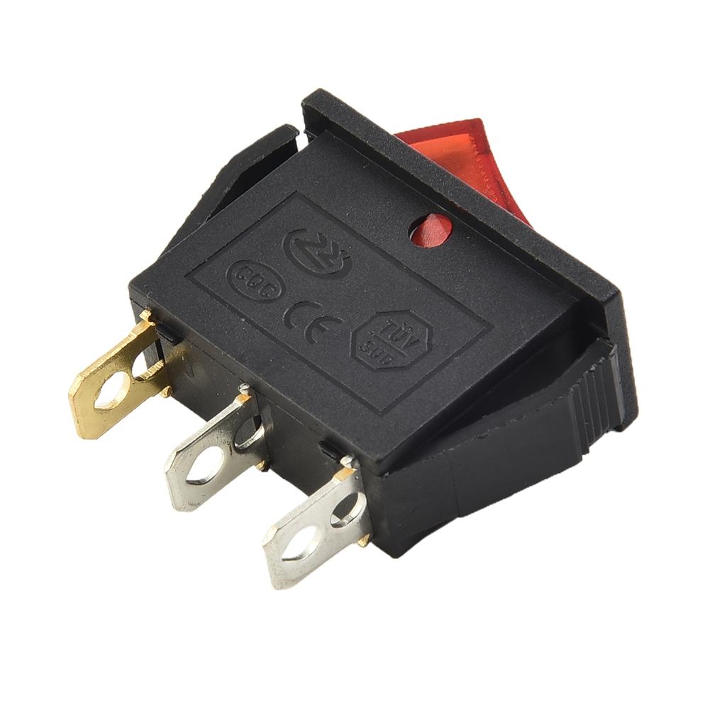 Red With Light On-off 3pin Rocker Switch Snap Type