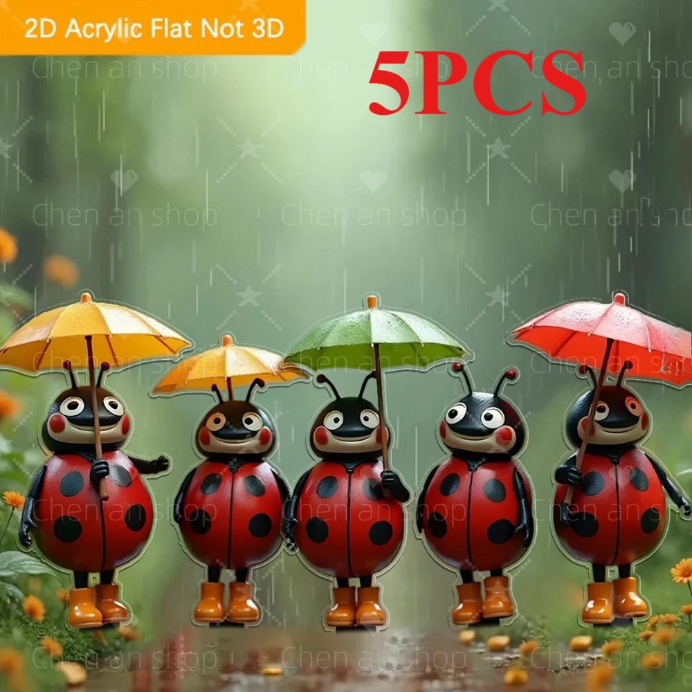

Прекрасный зонтик божья коровка, 2D плоский акрил, украшение, подходит для сада, цветочного горшка, травы, вечеринки, Рождества, Хэллоуина 15cm