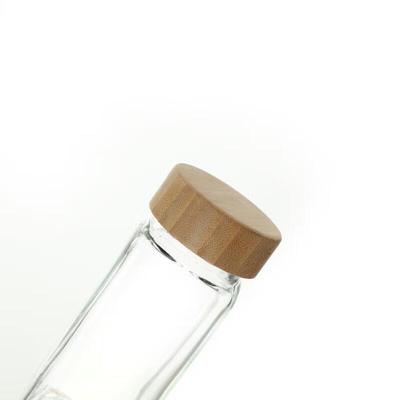 ZISIZ Bamboo Lid Glass Seasoning Shaker Bottle Set