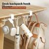 Easy Install Desk Rack Clamp-On Storage Hook, Adjustable No Punch Durable Carbon Steel Desktop School Bag Hook Organizer, Space Saving for Bags