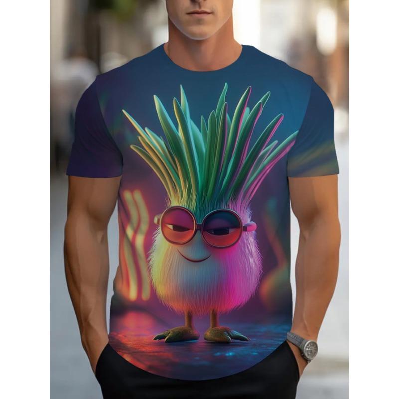 Men's T-shirt 3D Printed with Simple Gradient Fashion Trend Printing Short Sleeved Casual Summer Clothing