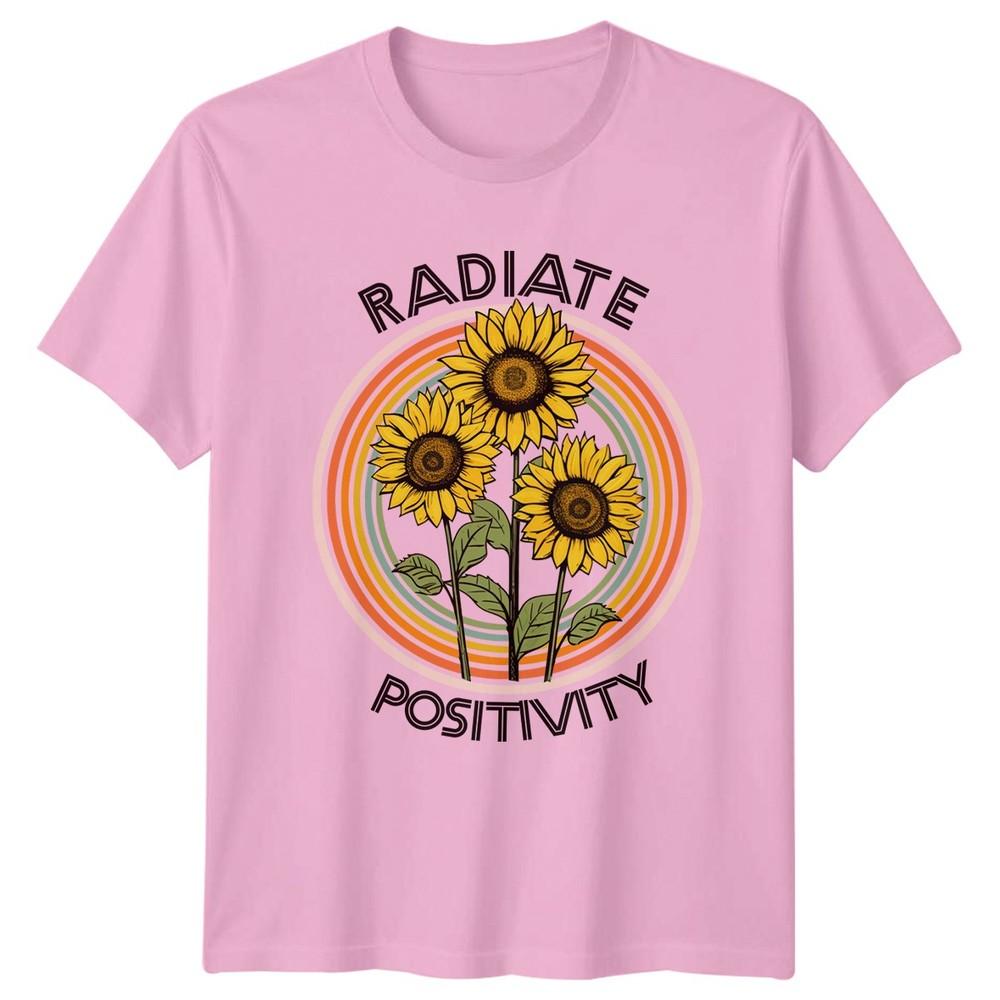 Radiate Positivity Unisexs TShirt Sunflower Floral Gift For Her